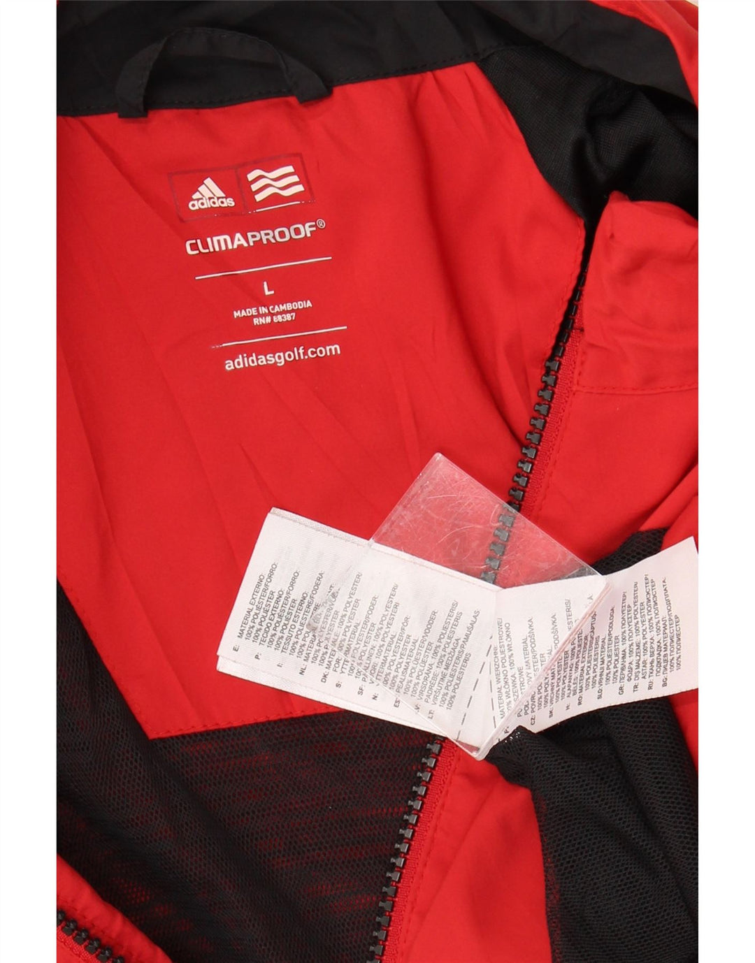 ADIDAS Mens Clima Proof Pullover Rain Jacket UK 40 Large Red Colourblock