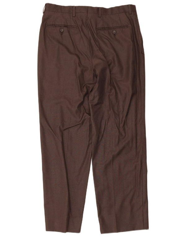 Pantaloni da abito dritti da uomo Massimo Dutti EU 42 Large W32 L28 Marrone