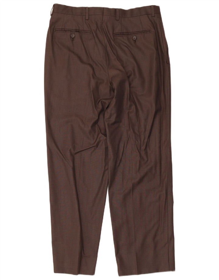 Pantaloni da abito dritti da uomo Massimo Dutti EU 42 Large W32 L28 Marrone