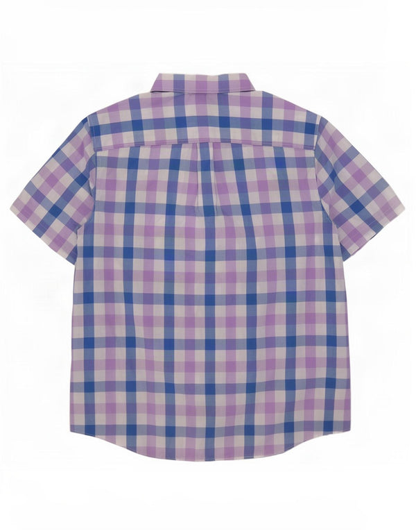 Camicia a maniche corte da uomo Easy Care Chaps 2XL in cotone a quadretti blu