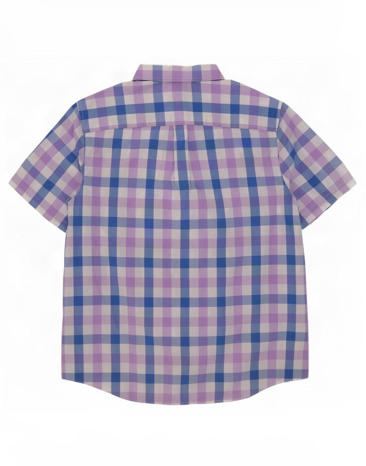 Camicia a maniche corte da uomo Easy Care Chaps 2XL in cotone a quadretti blu