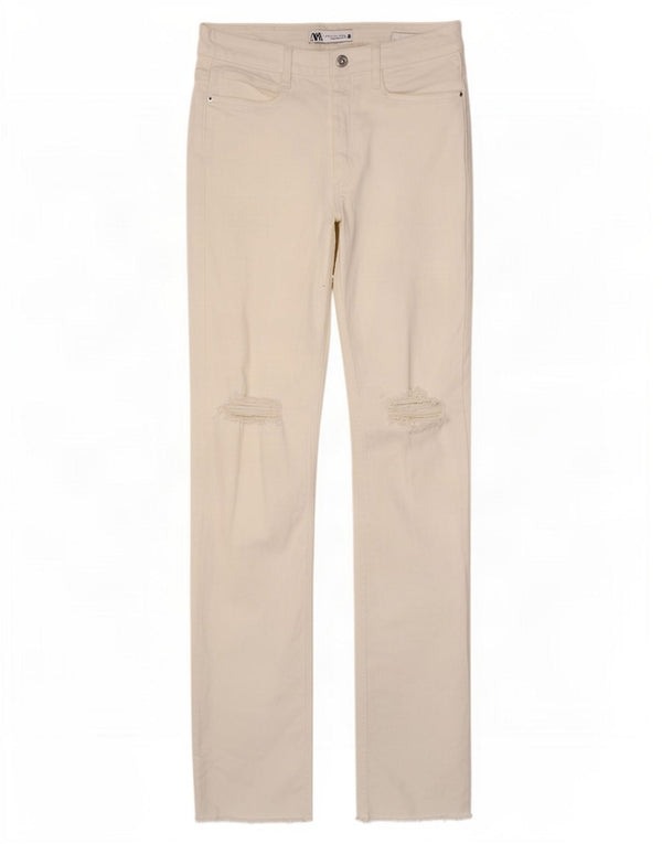 Jeans dritti effetto invecchiato da donna Zara EU 34 2XS W24 L33 Cotone bianco