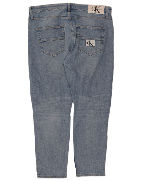 Calvin Klein Uomo Dad Slim Jeans W34 L28 Blu Cotone