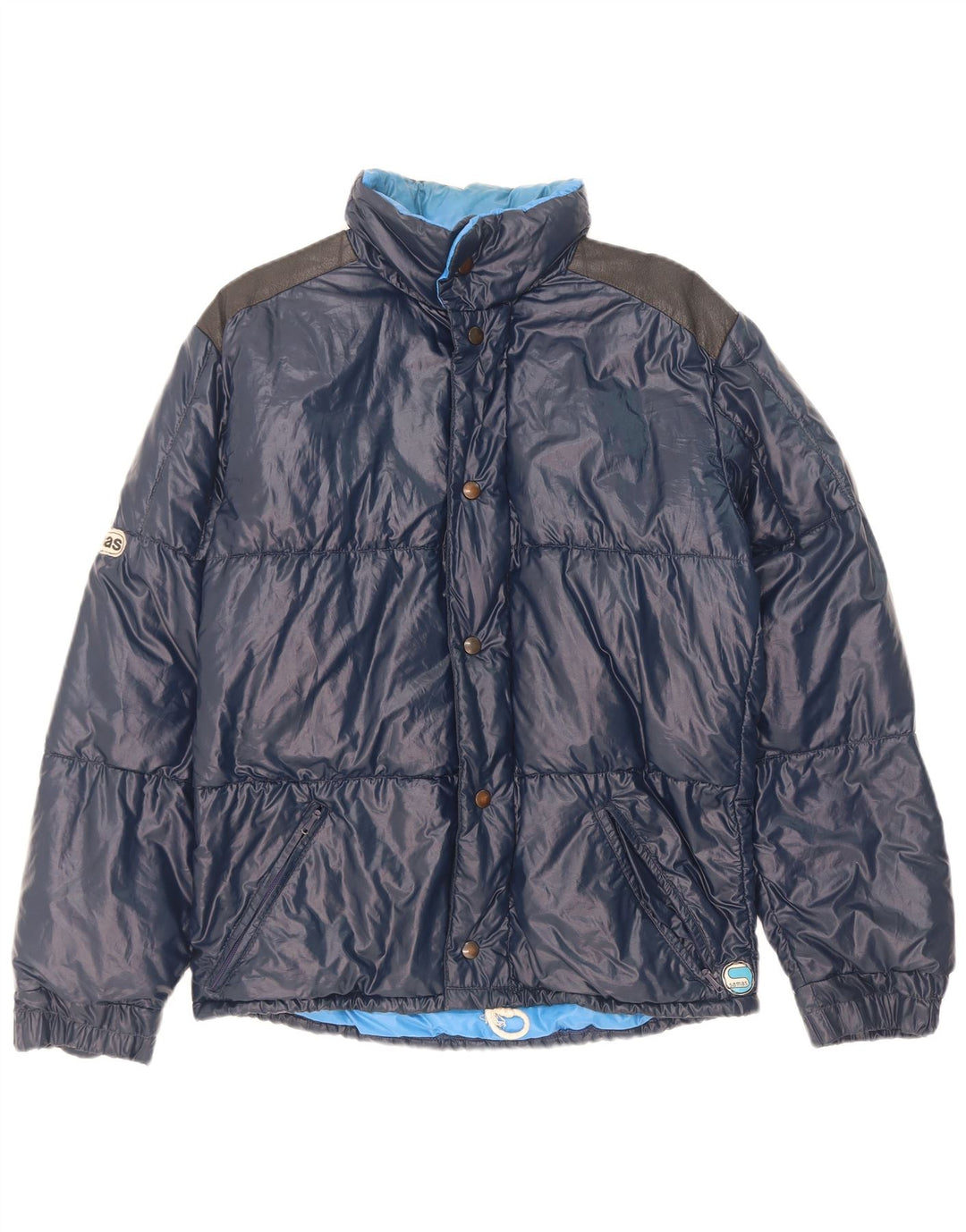Giacca imbottita con cappuccio da uomo Samas UK 40 Large blu navy in poliammide a blocchi di colore
