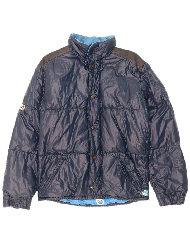 Giacca imbottita con cappuccio da uomo Samas UK 40 Large blu navy in poliammide a blocchi di colore