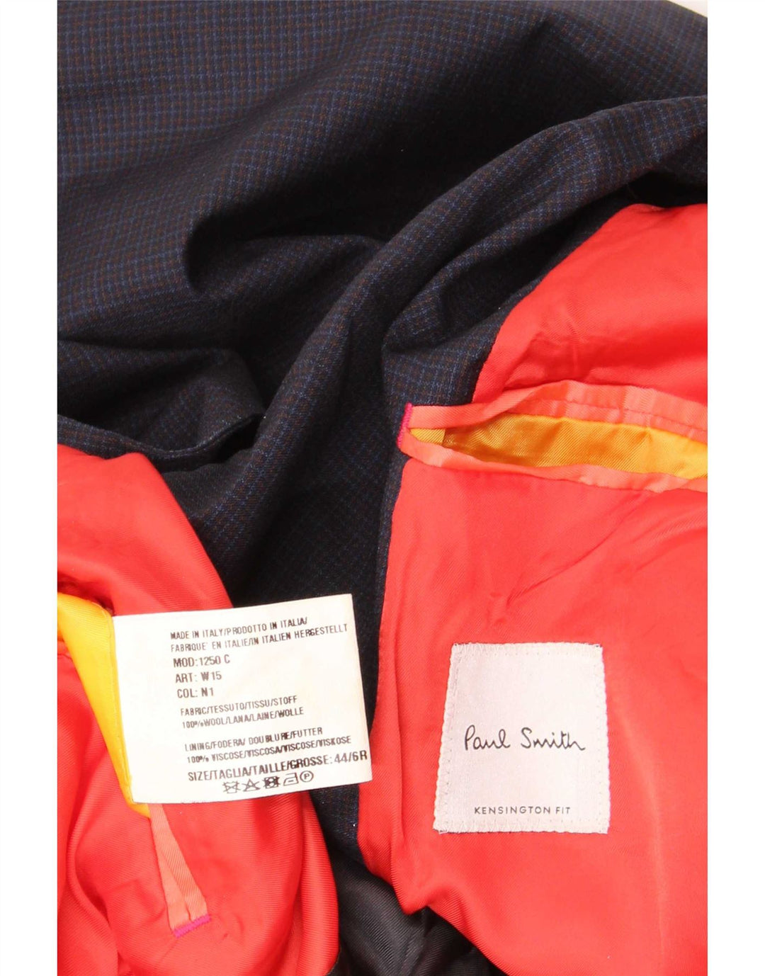 Giacca blazer da uomo a 2 bottoni Paul Smith IT 44 XS lana a quadri blu navy