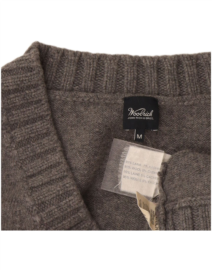 Maglione maglione con scollo a V da donna Woolrich UK 12 Lana grigio medio