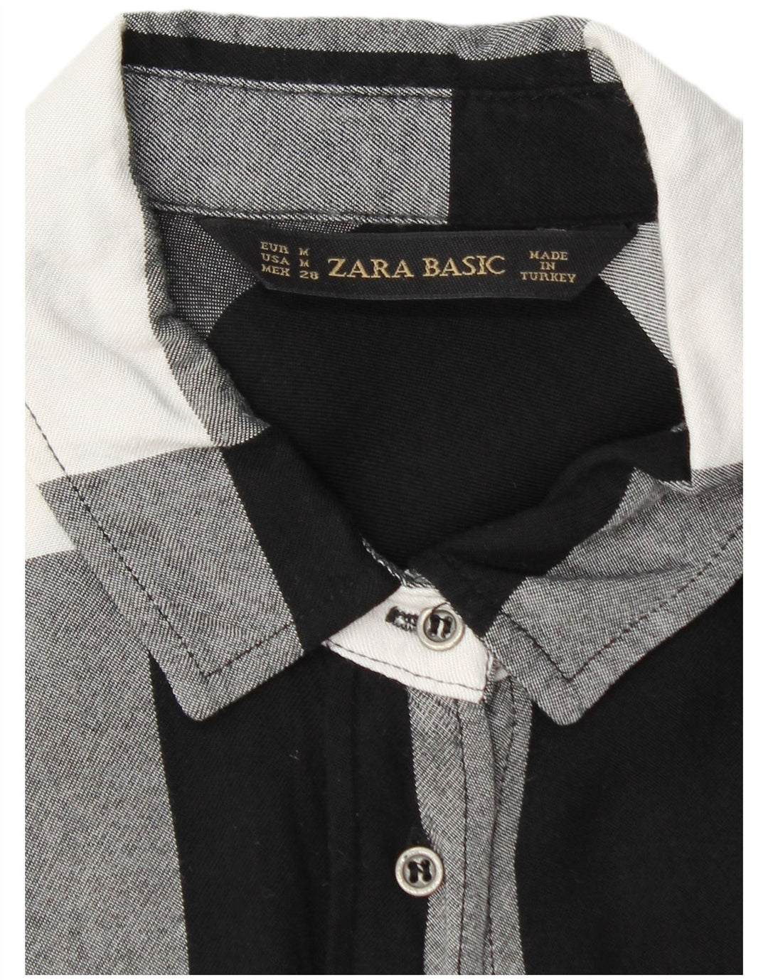Camicia Zara da donna UK 12 media nera a quadretti