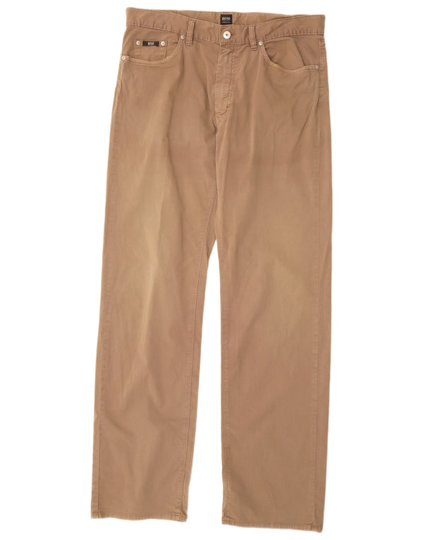 Pantaloni casual dritti da uomo Hugo Boss W36 L36 cotone beige