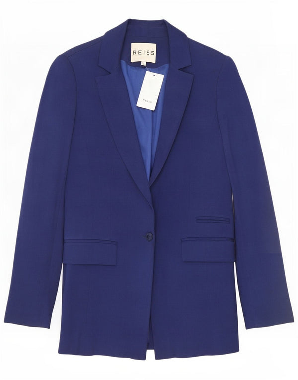 Giacca blazer da donna a 1 bottone Reiss UK 8 piccola viscosa blu