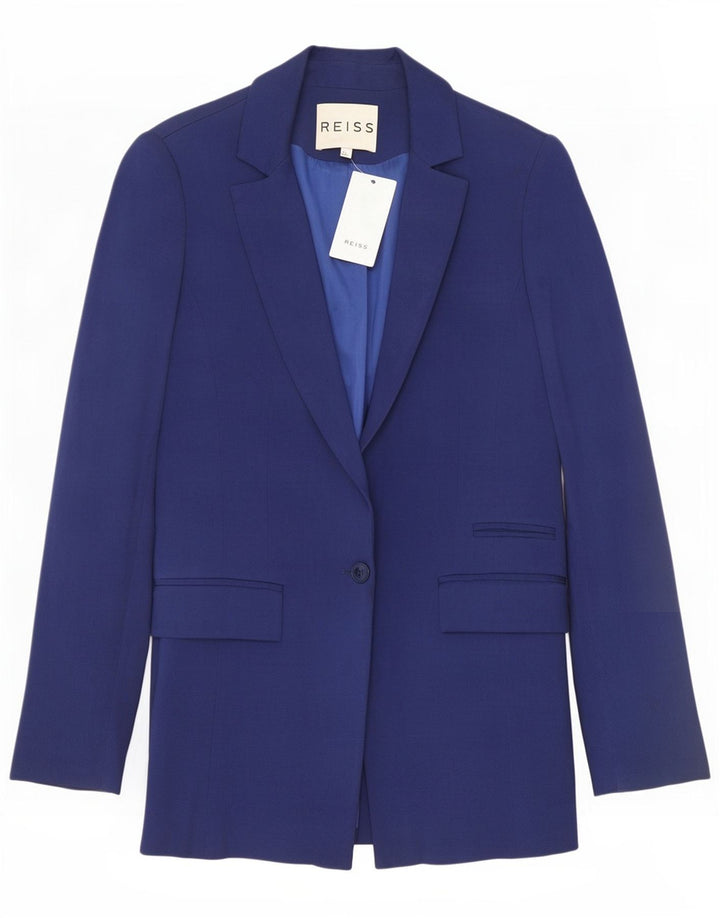 Giacca blazer da donna a 1 bottone Reiss UK 8 piccola viscosa blu