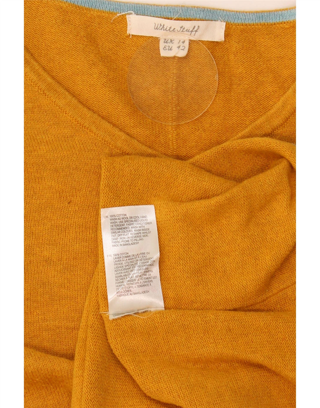 Top da donna a maniche lunghe White Stuff UK 14 grande cotone giallo