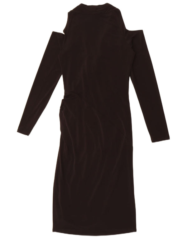 Abito Dkny da donna a maniche lunghe con spalle scoperte UK 10 piccolo poliestere nero