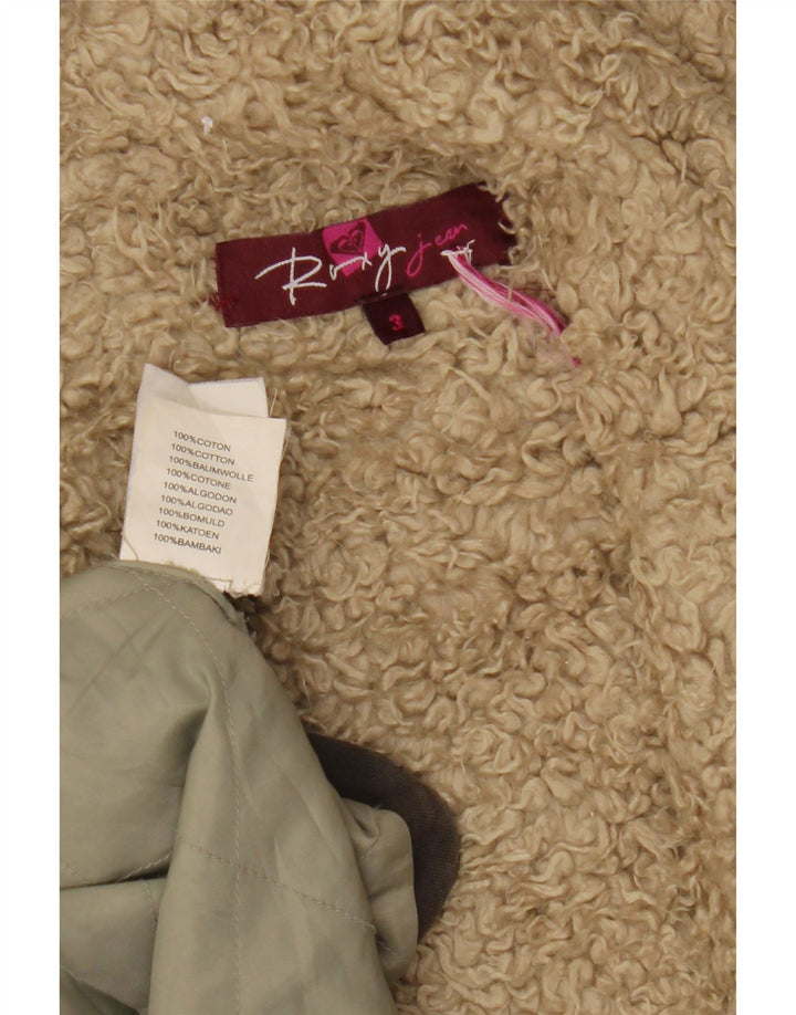 Giacca Parka Sherpa da donna con cappuccio ROXY UK 14 Cotone grigio medio