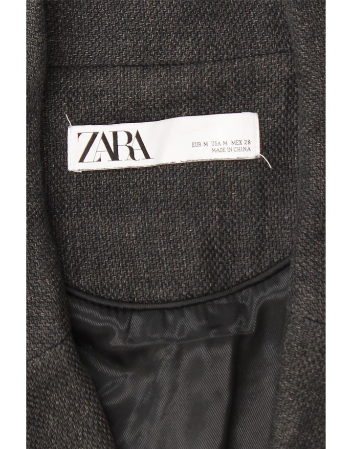 ZARA Womens 3/4 Sleeve Overcoat UK 14 Medium Grey Vintage Zara and Second-Hand Zara from Messina Hembry 