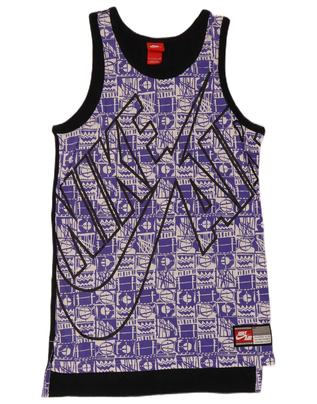 Canotta grafica Nike da uomo, piccola, in cotone geometrico multicolore