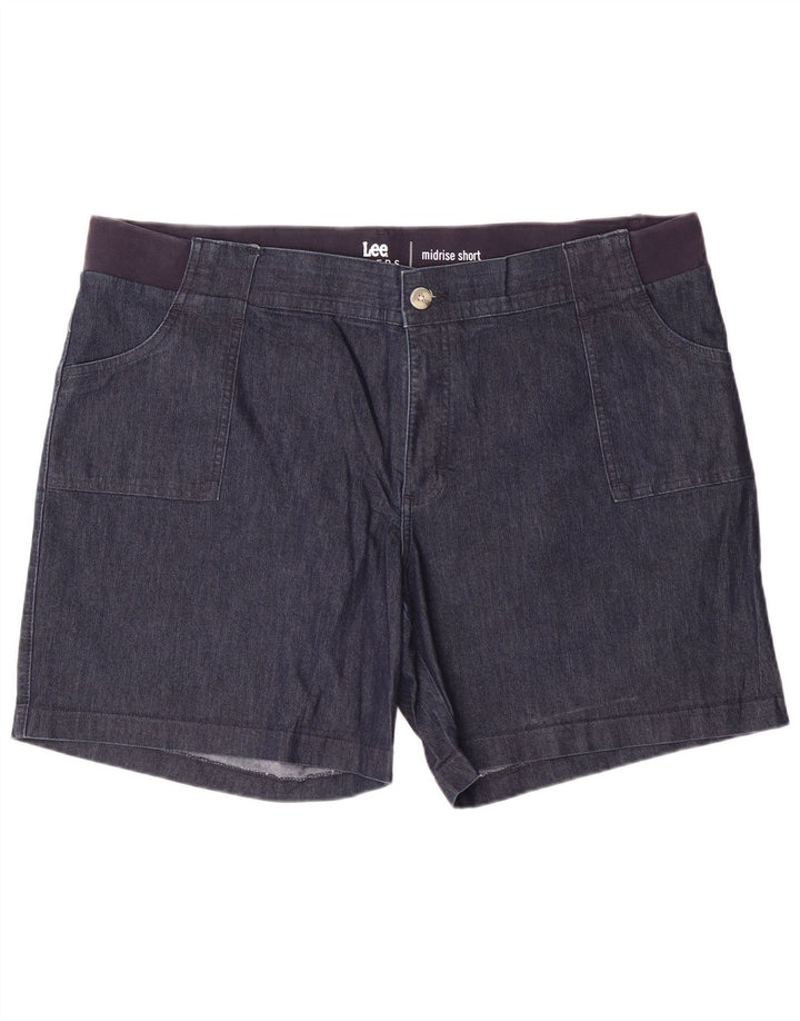 Pantaloncini di jeans a vita media da donna LEE Riders US 22 2XL W44 L7 Cotone blu navy