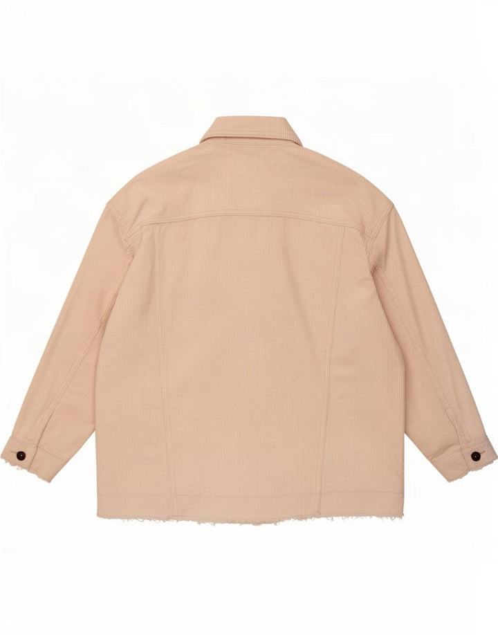 Giacca da donna oversize in velluto a coste Zara UK 14 cotone bianco sporco medio