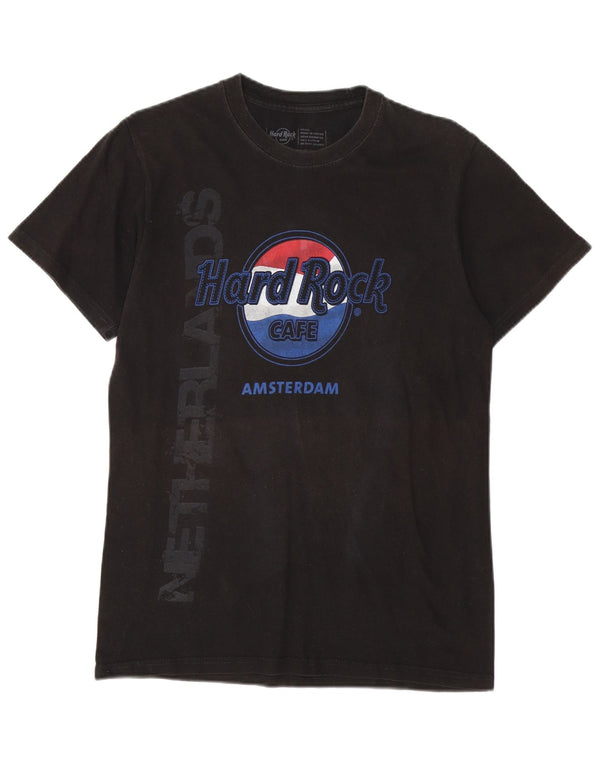 T-shirt grafica da uomo Hard Rock Cafe Amsterdam, piccola, in cotone nero