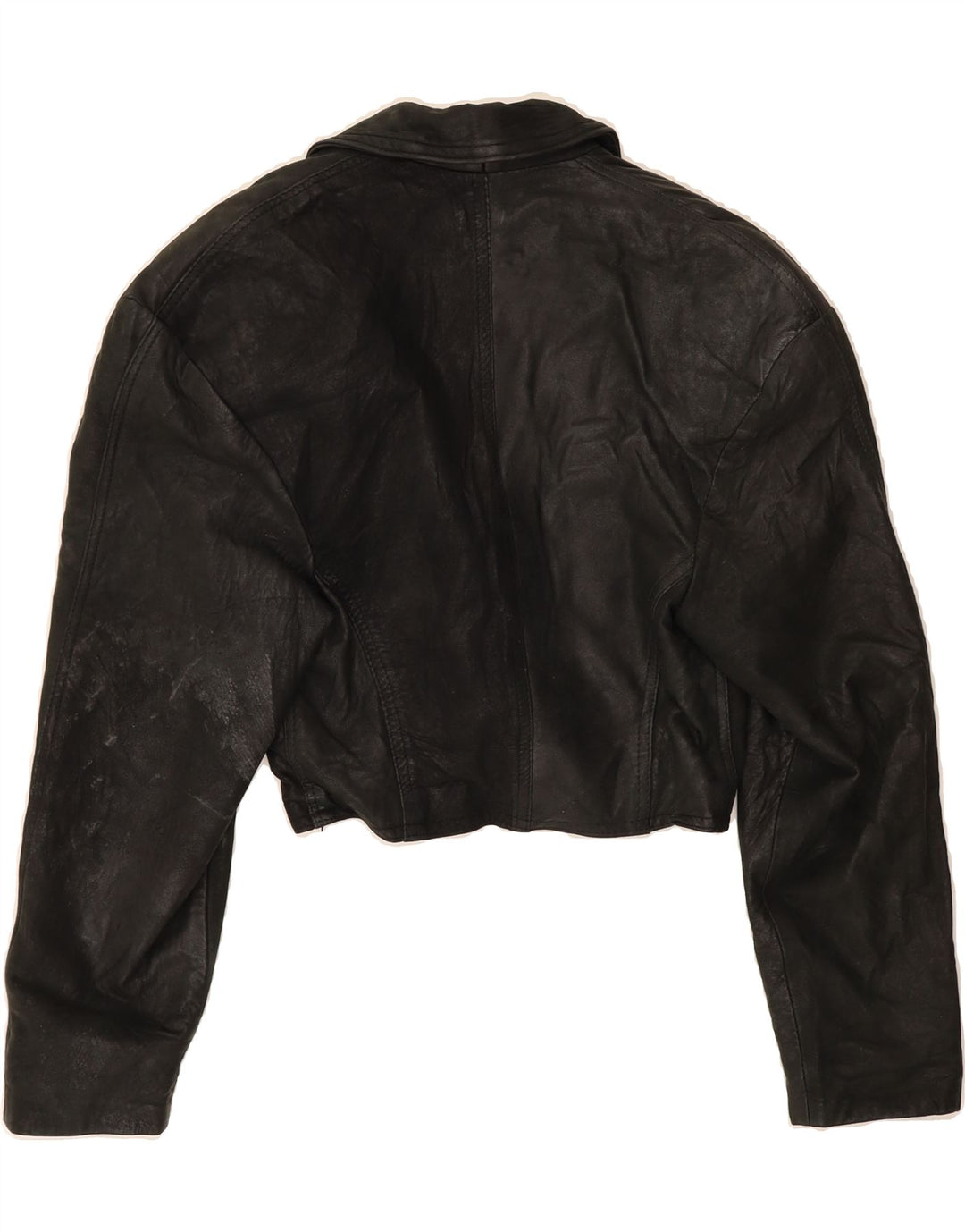 VINTAGE Girls Double Breasted Crop Jacket 7-8 Years Large Black Leather Vintage Vintage and Second-Hand Vintage from Messina Hembry 