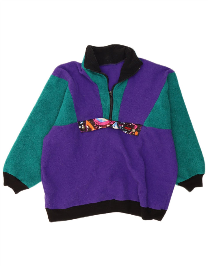 Maglione in pile oversize da donna VINTAGE UK 10 Small Purple Colourblock