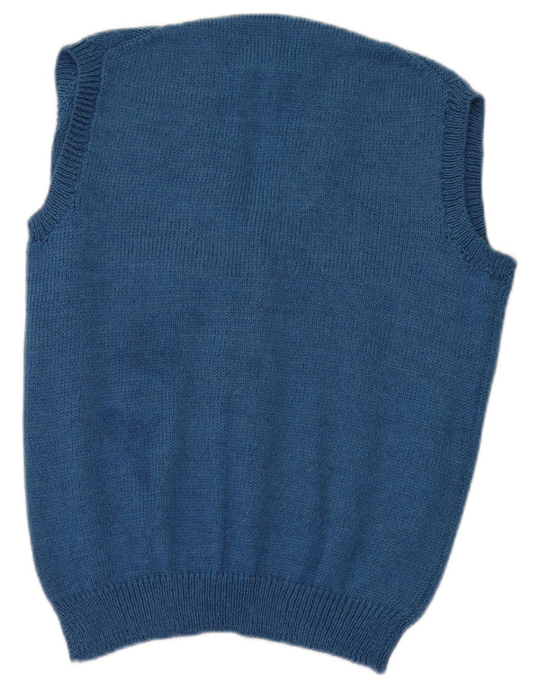 Maglione cardigan senza maniche vintage da donna UK 18 XL Blu