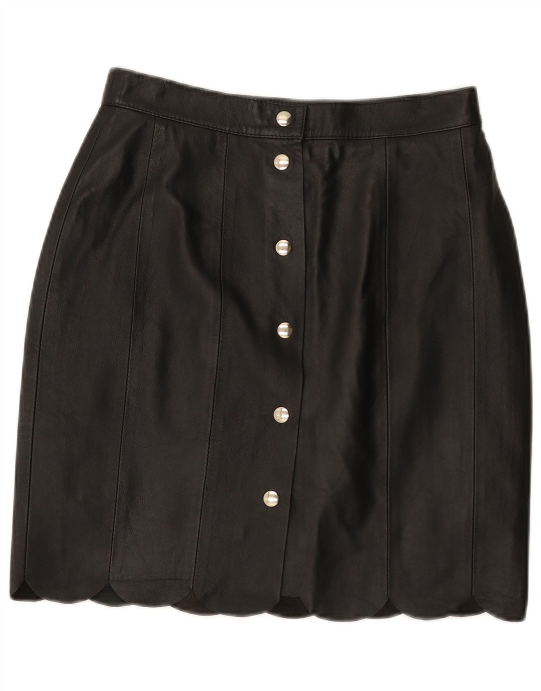 Gonna tubino in pelle vintage da donna W28 media nera