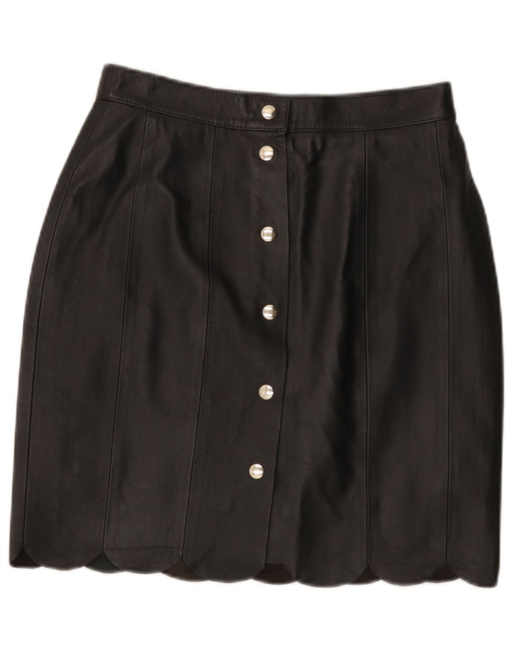 Gonna tubino in pelle vintage da donna W28 media nera