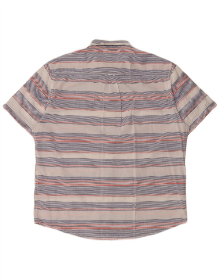 JAMES PRINGLE Camicia da uomo a maniche corte in cotone a righe bianche medie