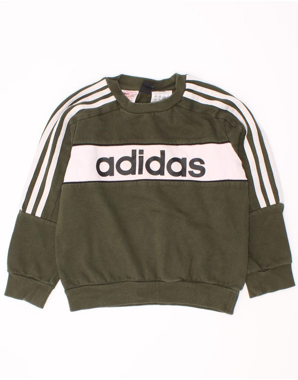 Felpa con grafica Adidas per ragazzi, 5-6 anni, cotone color block kaki