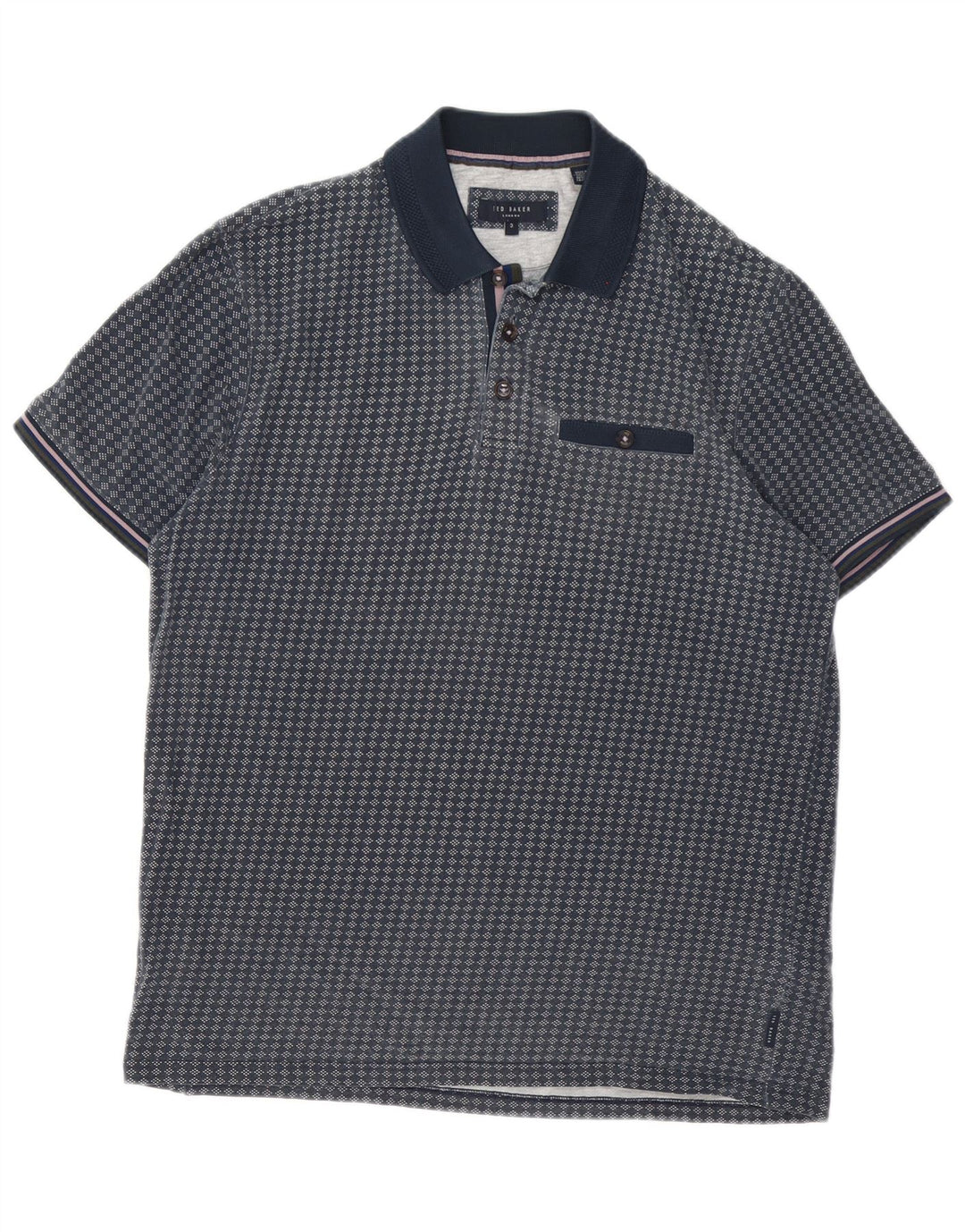 Polo da uomo Ted Baker taglia 3 media blu navy geometrica