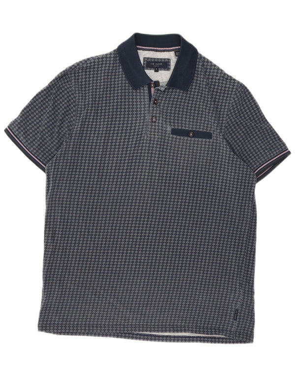 Polo da uomo Ted Baker taglia 3 media blu navy geometrica