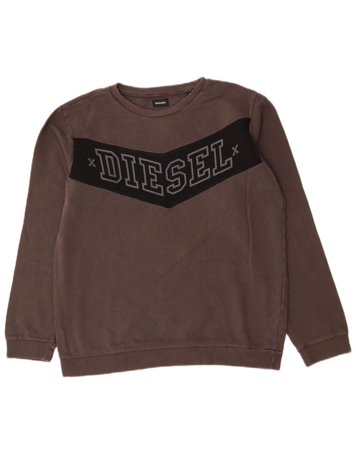 Diesel Felpa con grafica da uomo Maglione piccolo grigio color block