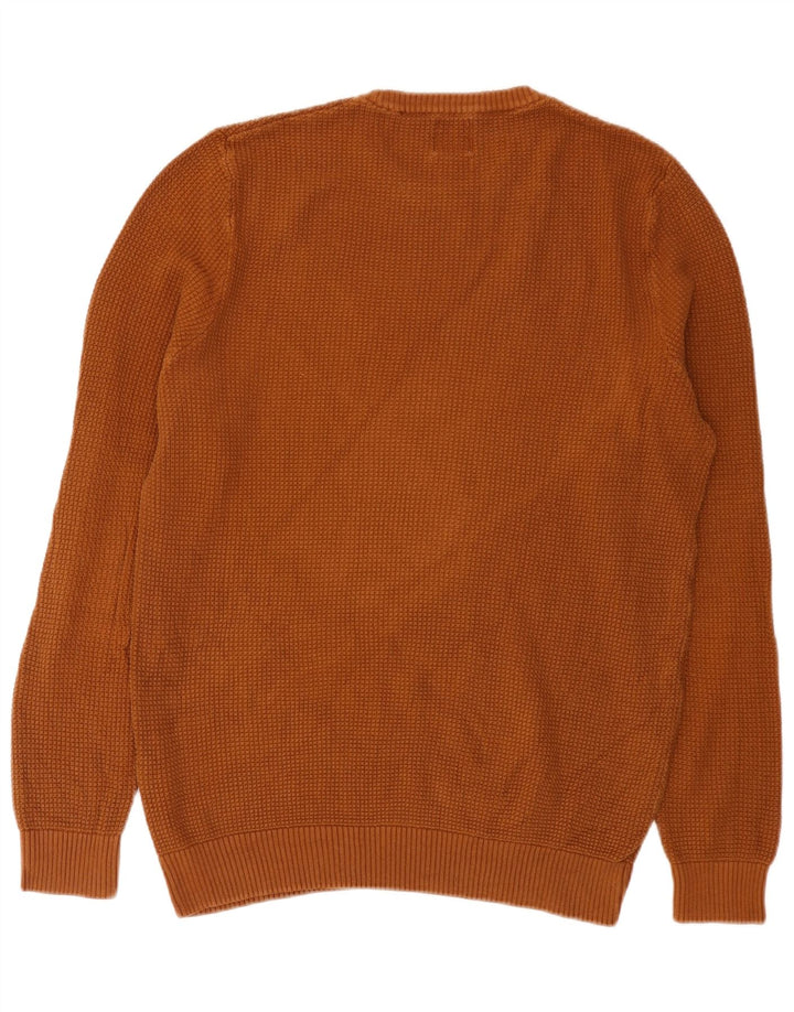 Maglione maglione girocollo da uomo Zara grande in cotone marrone