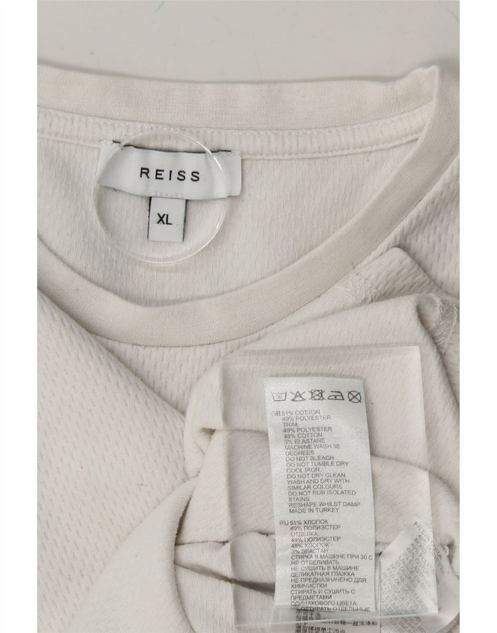 REISS Mens T-Shirt Top XL White Cotton Vintage Reiss and Second-Hand Reiss from Messina Hembry 