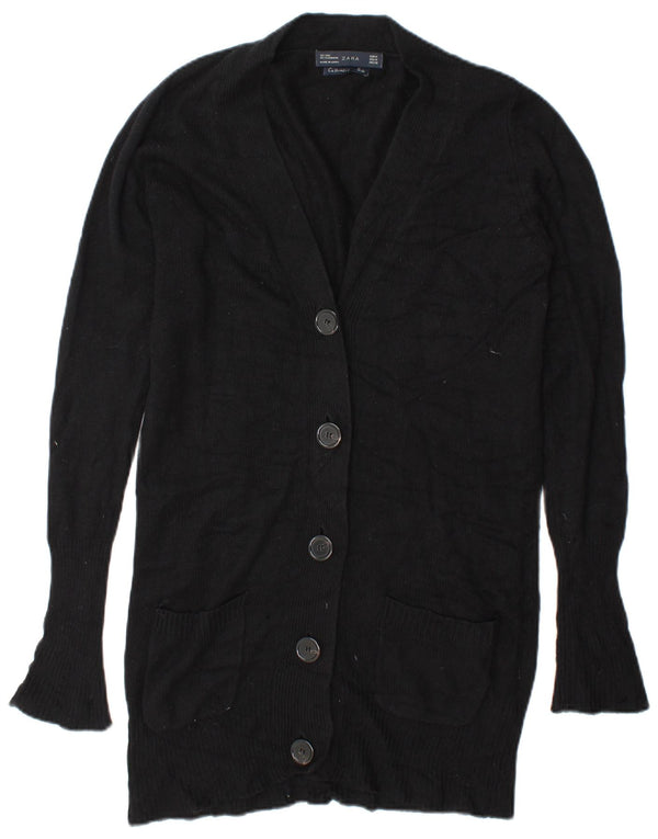 Maglione cardigan lungo da donna Zara UK 14 seta nera media