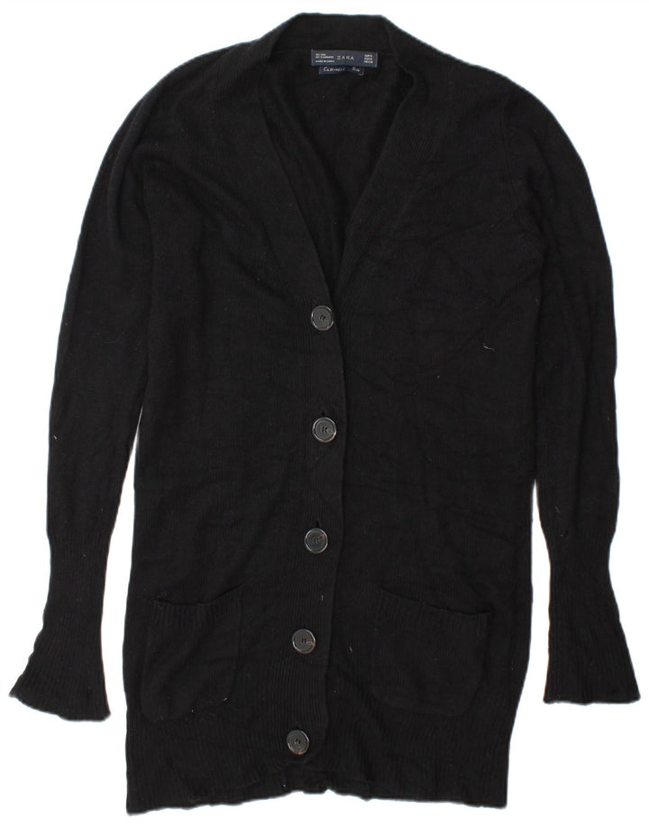 Maglione cardigan lungo da donna Zara UK 14 seta nera media