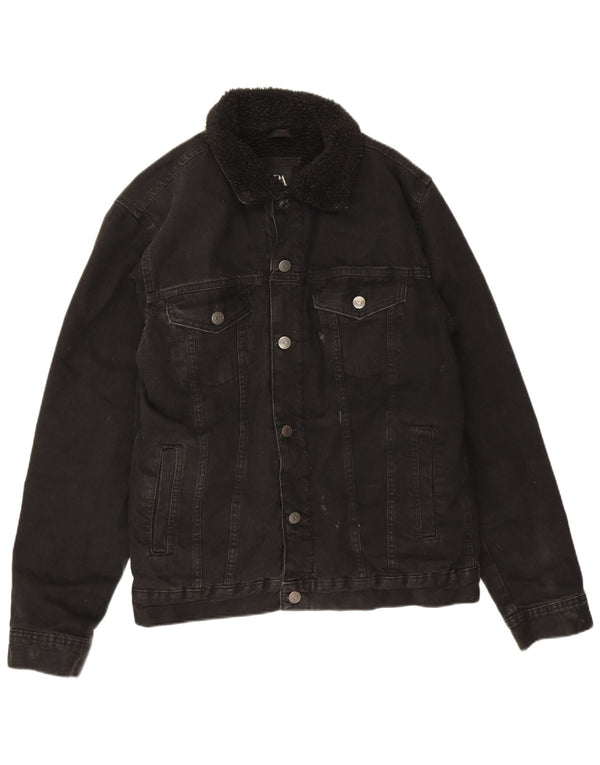 Giacca in denim Sherpa da uomo Zara UK 38 poliestere nero medio