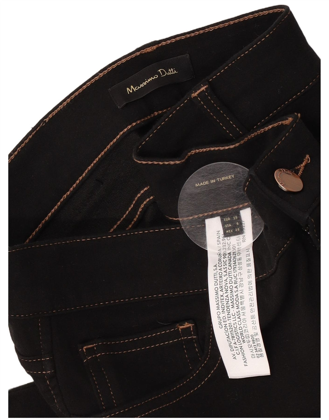 Jeans slim da donna Massimo Dutti EU 38 Small W28 L30 Cotone nero