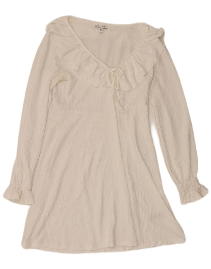 Abito a trapezio a maniche lunghe da donna Topshop UK 12 Poliestere bianco medio