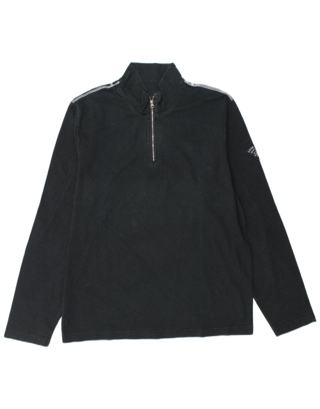Gas Top da uomo con zip e collo a maniche lunghe XL in cotone nero