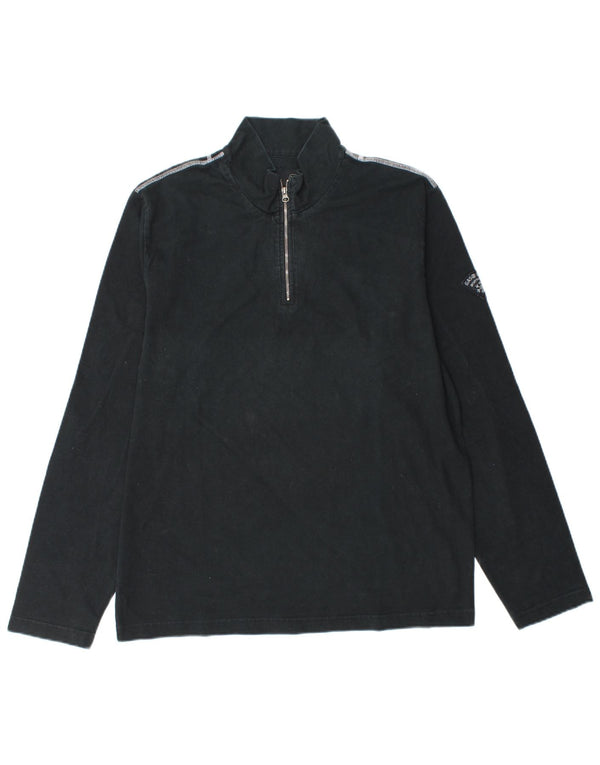Gas Top da uomo con zip e collo a maniche lunghe XL in cotone nero