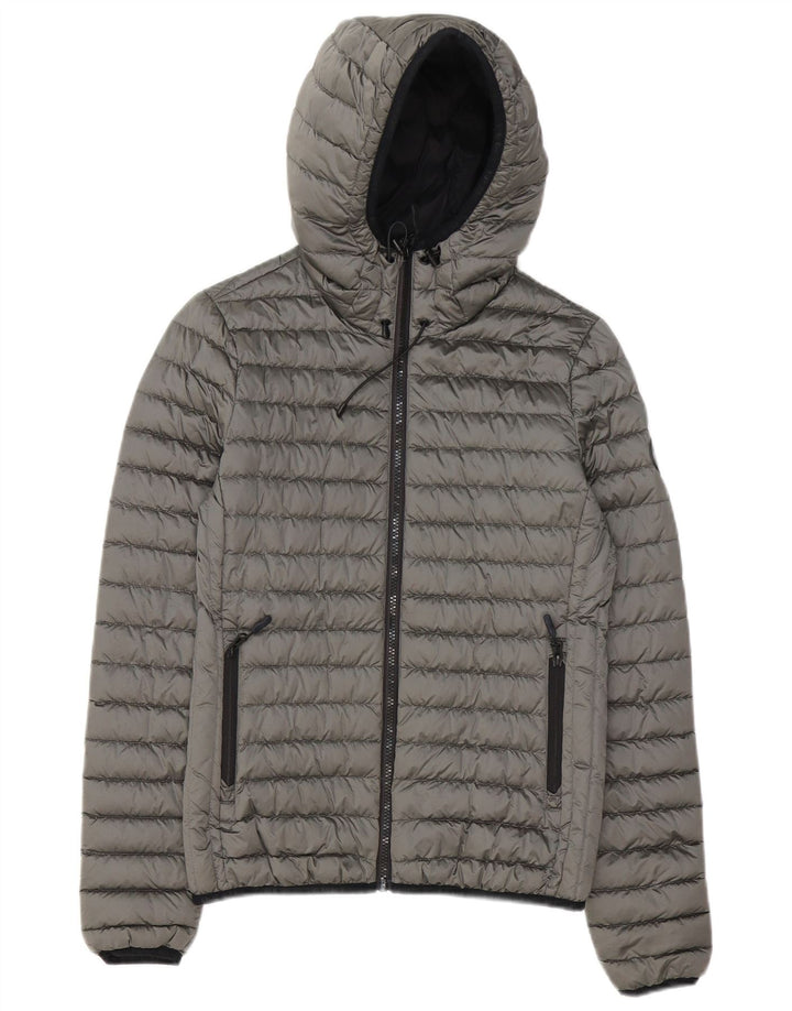 Giacca imbottita con cappuccio da donna Superdry UK 8 Small Poliestere grigio