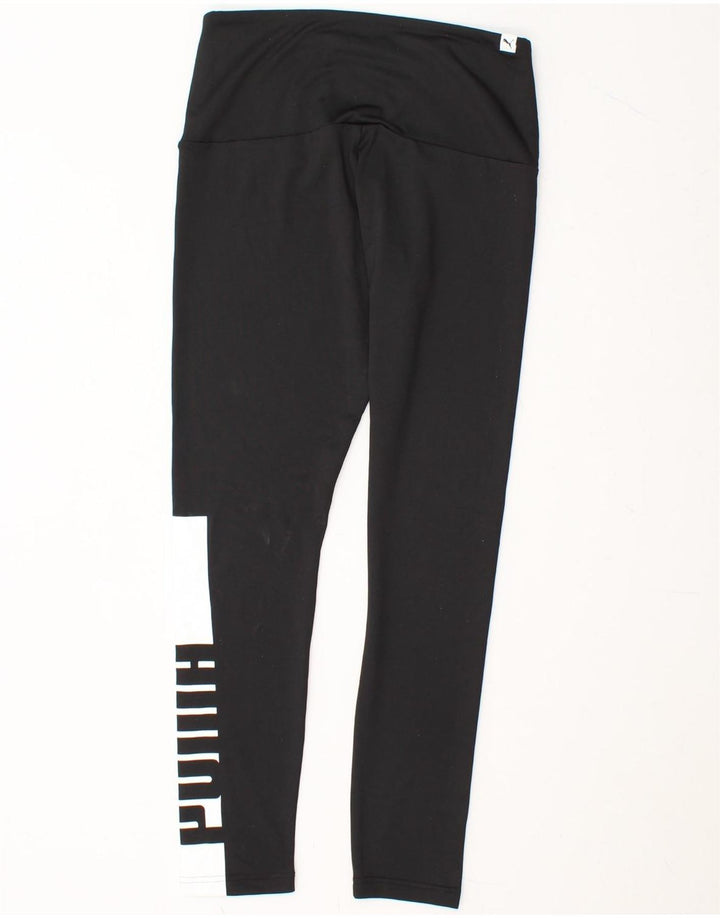 PUMA Womens Graphic Leggings UK 12 Medium  Black Colourblock Polyester Vintage Puma and Second-Hand Puma from Messina Hembry 