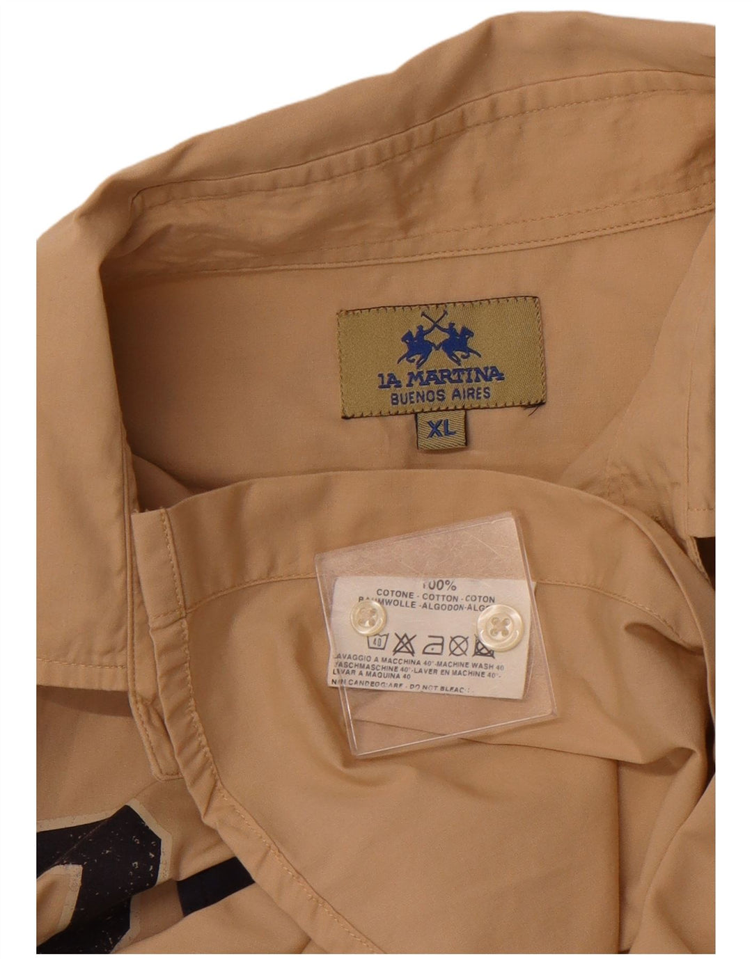 LA MARTINA Camicia grafica da uomo Royal Navy XL Cotone color block beige