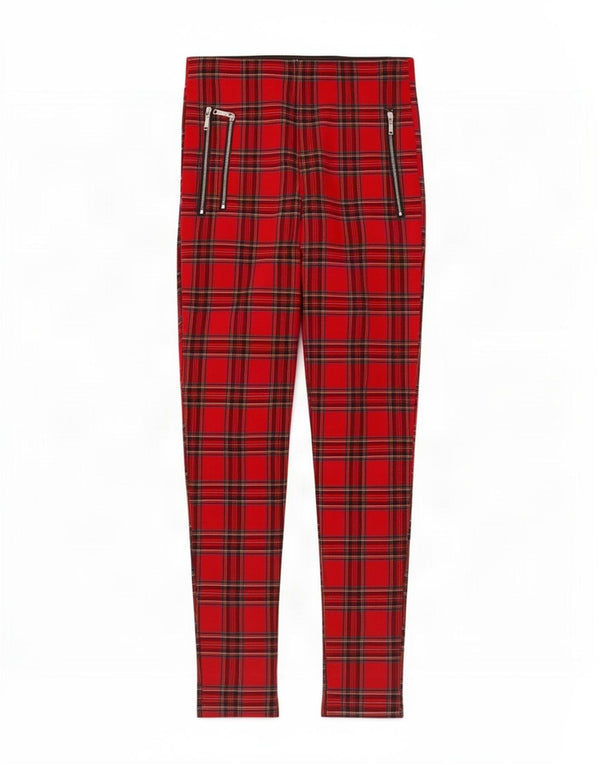 Leggings Zara da donna UK 8 viscosa a quadri rossi piccoli