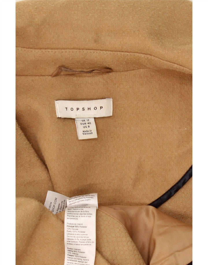 Topshop Cappotto doppiopetto da donna UK 12 Poliestere beige medio