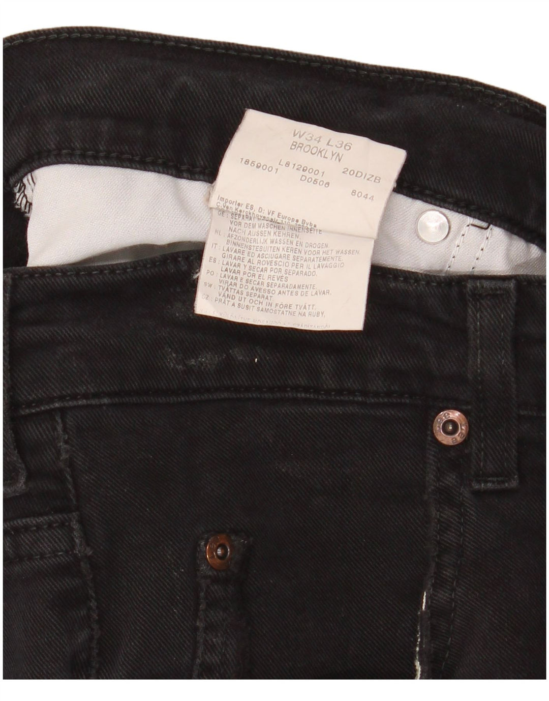 Jeans dritti da uomo Lee Brooklyn W34 L30 cotone nero