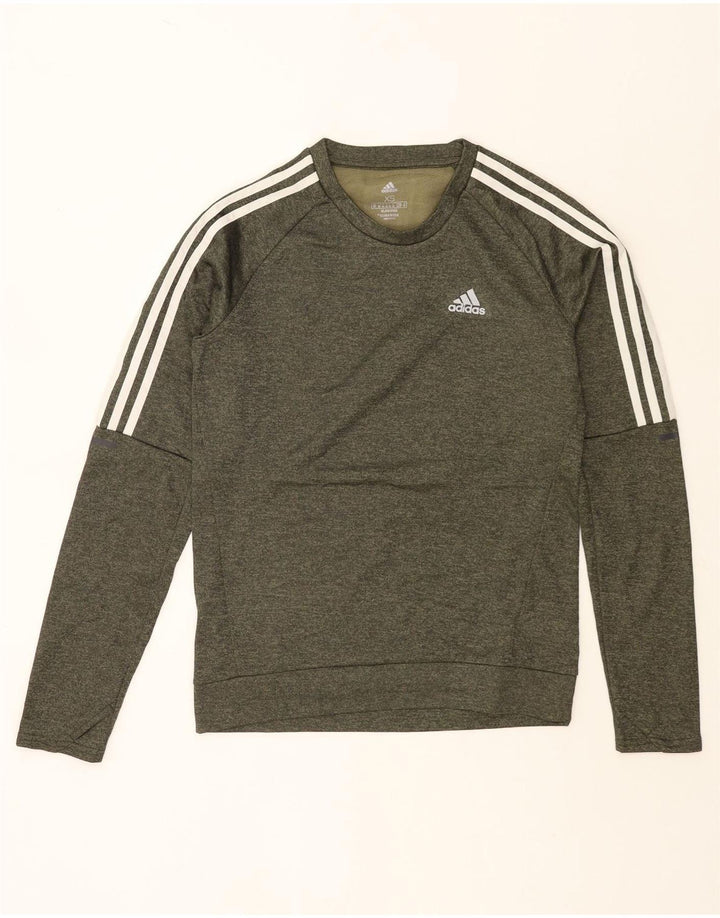 Felpa Adidas Climawarm da uomo, maglione XS, poliestere chiazzato kaki