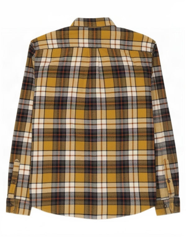 Camicia in flanella da uomo Marks & Spencer vestibilità regolare in cotone a quadri giallo medio
